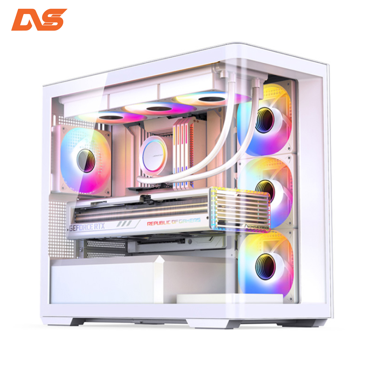 Vỏ case JONSBO D300 WHITE (mATX/Mid Tower/Màu Trắng/Kính Cong)